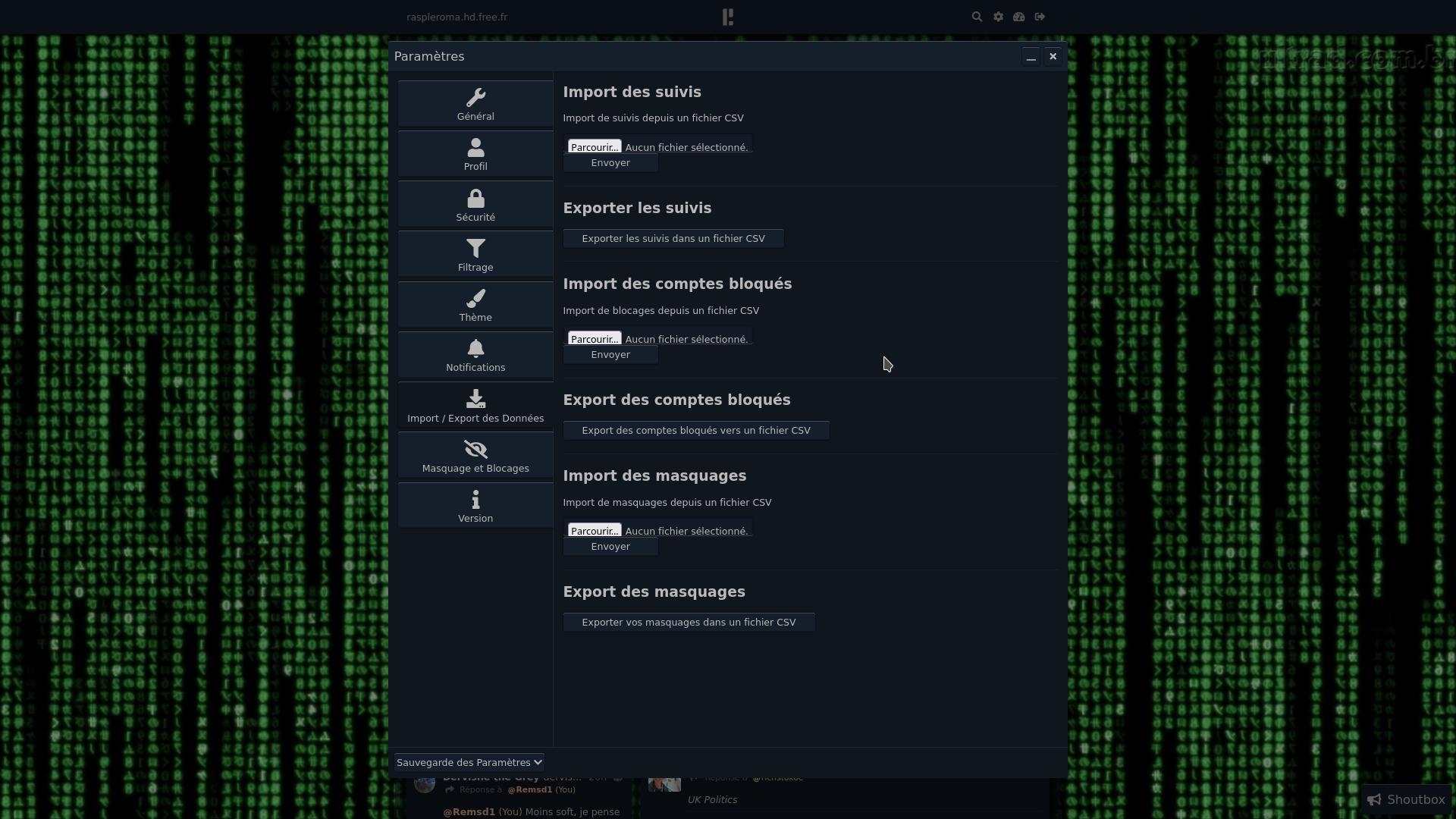 Pleroma imports Exports de CSV